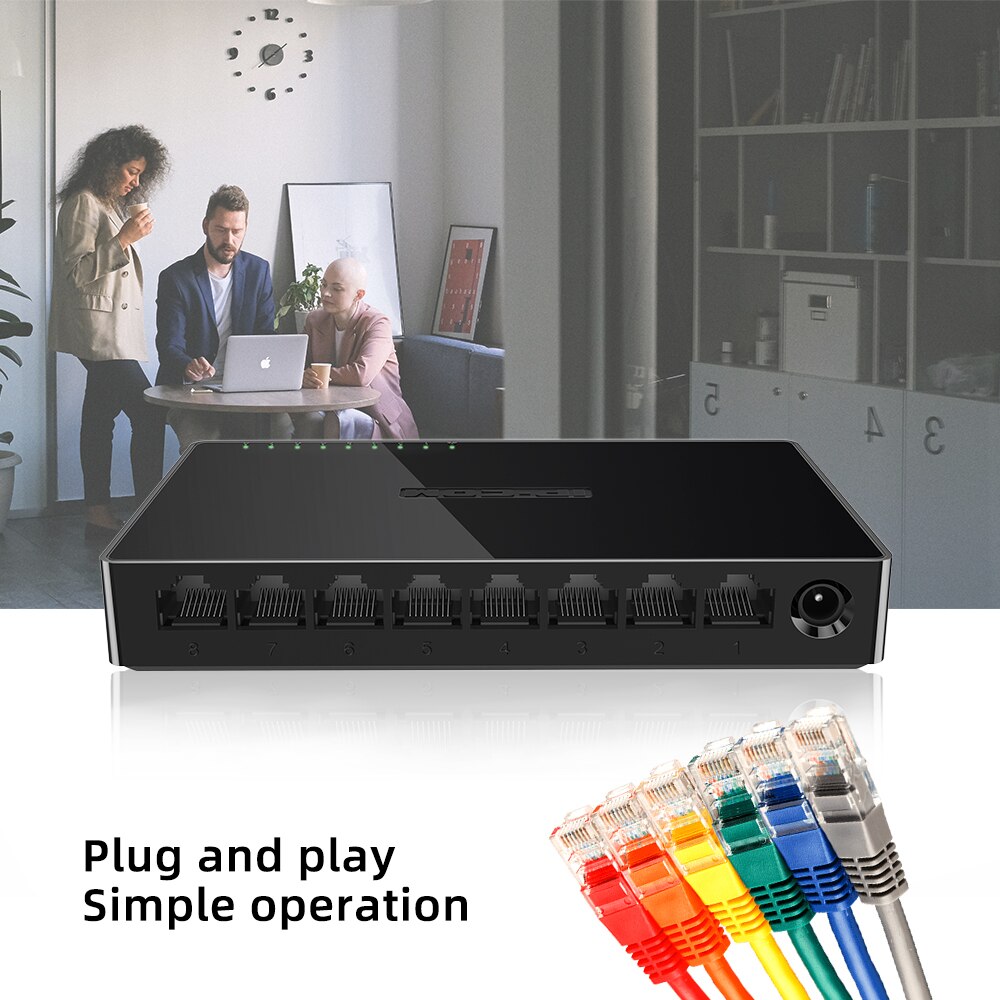 IP-COM 8 Port Gigabit Switch 10/100/1000Mbps RJ45 LAN Ethernet Fast Desktop Network Switching Hub Shunt