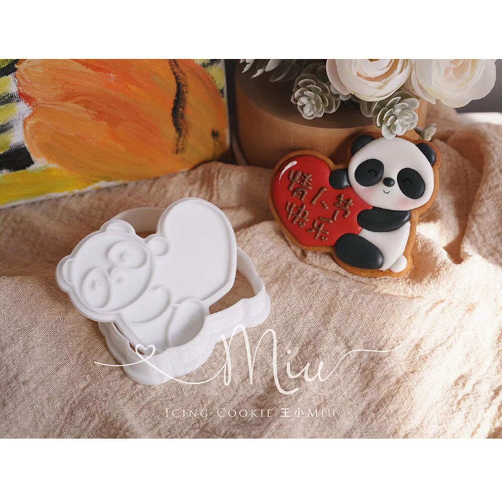 san valentino stampo per biscotti panda orso cupido angelo glassa taglierina per biscotti cartone animato 3D casa fai da te accessori per pasticceria e panetteria: A