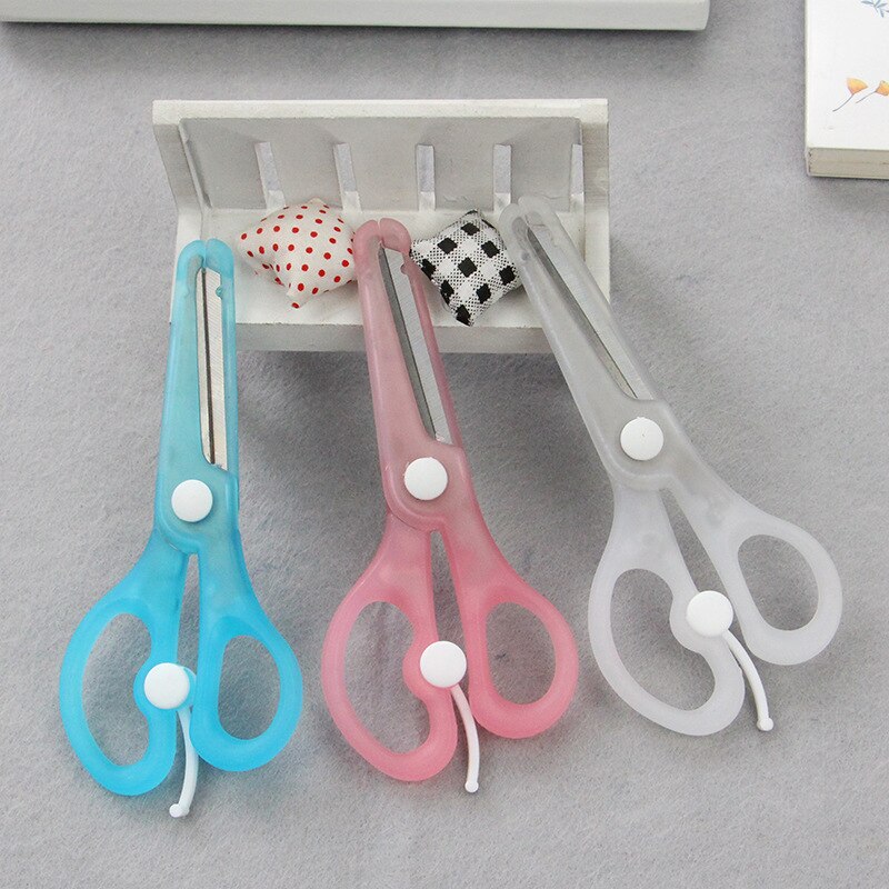 Cartoon Student Veiligheid Papier gesneden Kunst Schaar met Beschermende Cover Cap Kantoor School Supply Kids Briefpapier: Default Title