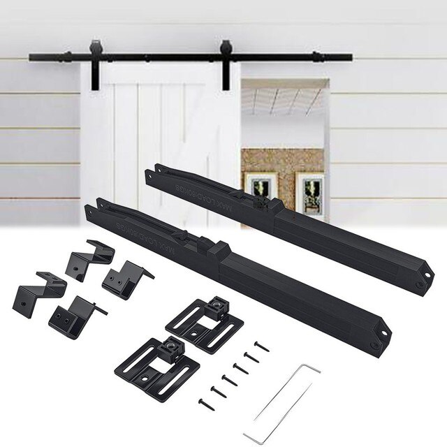 Kit de quincaillerie pour porte coulissante de grange, Rail pour support de garde-robe, ensemble de rails de suspension pour placard intérieur, lisse et silencieux: 4