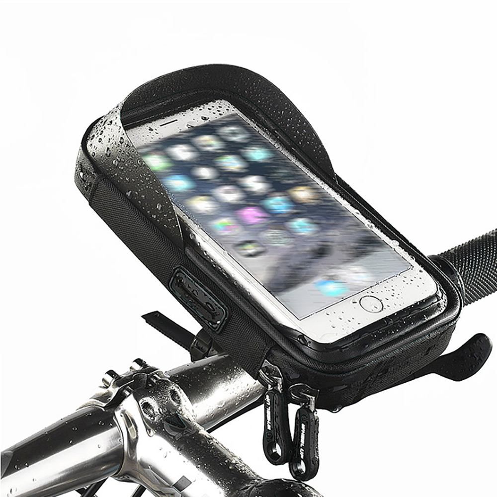 6 inch Fiets Mobiele Telefoon Houder Waterdicht Bike Case Stand Motorfiets Stuur Mount Tas voor iphone Samsung HUAWEI xiaomi: Black