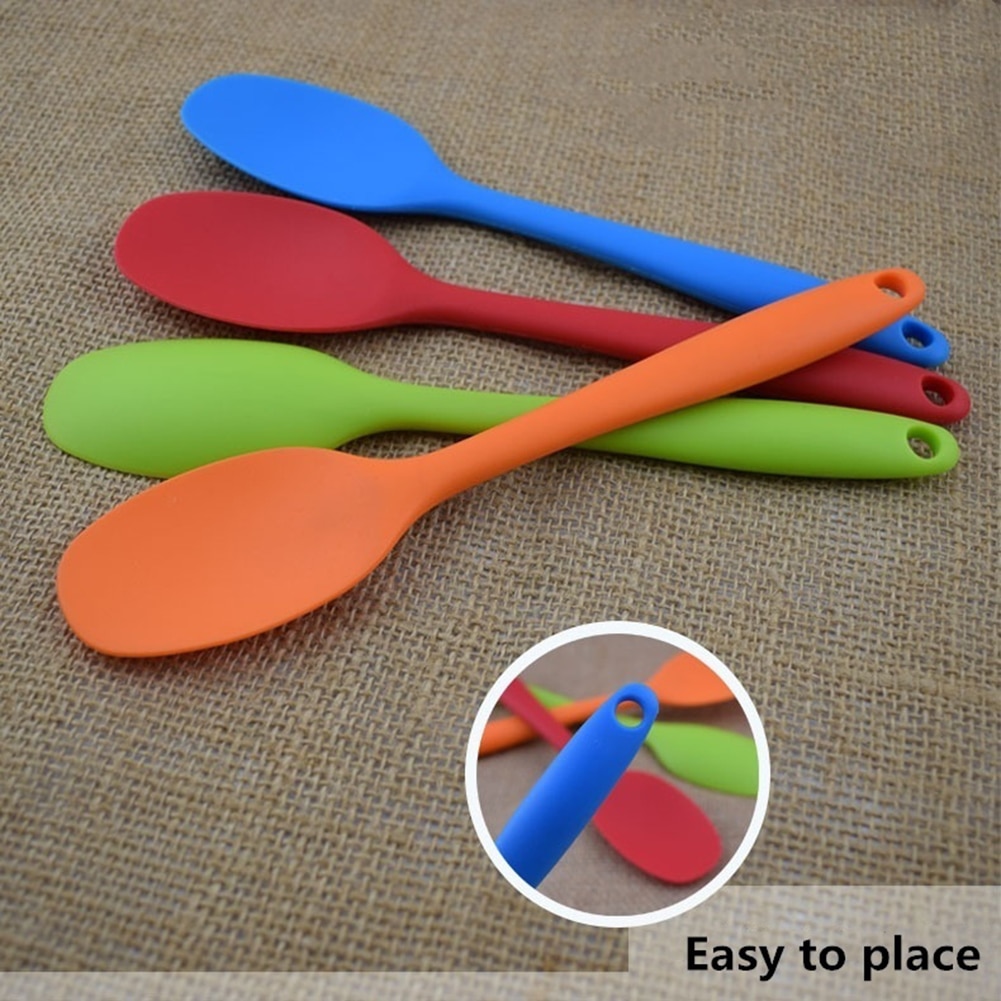 Cuillère Flexible en Silicone résistant à la chaleur, spatule à Long manche, grattoir antiadhésif, cuillères à crème glacée, pelle ustensile de cuisine