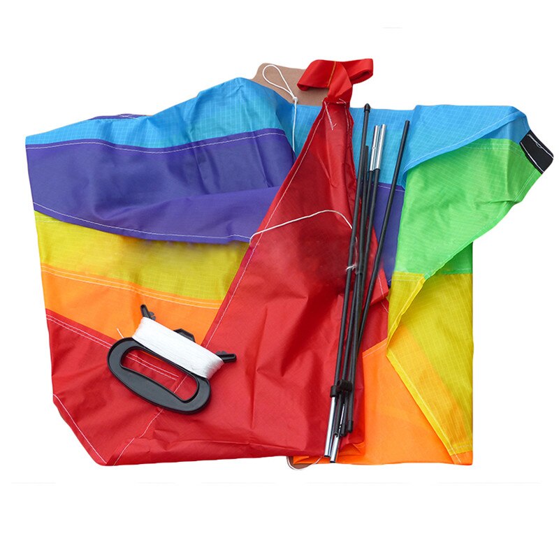 Cometa en forma de diamante con de arcoíris, juguete de nailon duradero para verano y exteriores, ideal para actividades al aire libre, familiar