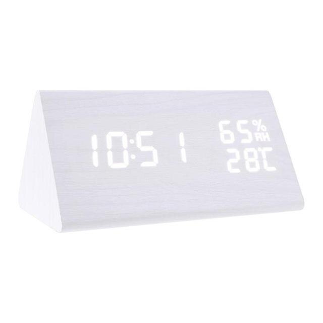 Digitale Houten Led Wekker Hout Retro Glow Klok Desktop Tafel Decor Voice Control Snooze Functie Desk Klokken Usb/ aaa: D