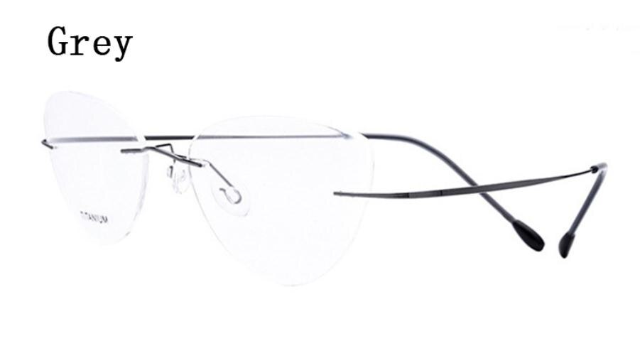 Kantløse brilleramme kvinder titanium ultralette briller receptfrie rammeløse katteøje ingen skrue briller nærsynethed rammer  l3: 2