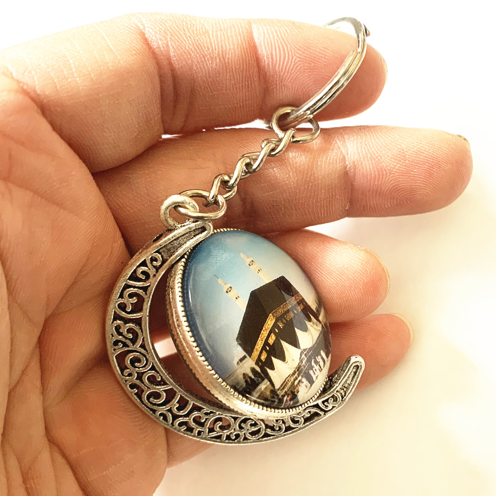 Kaaba Crystal Keychain Muslim Ramadan Both Side Key Ring