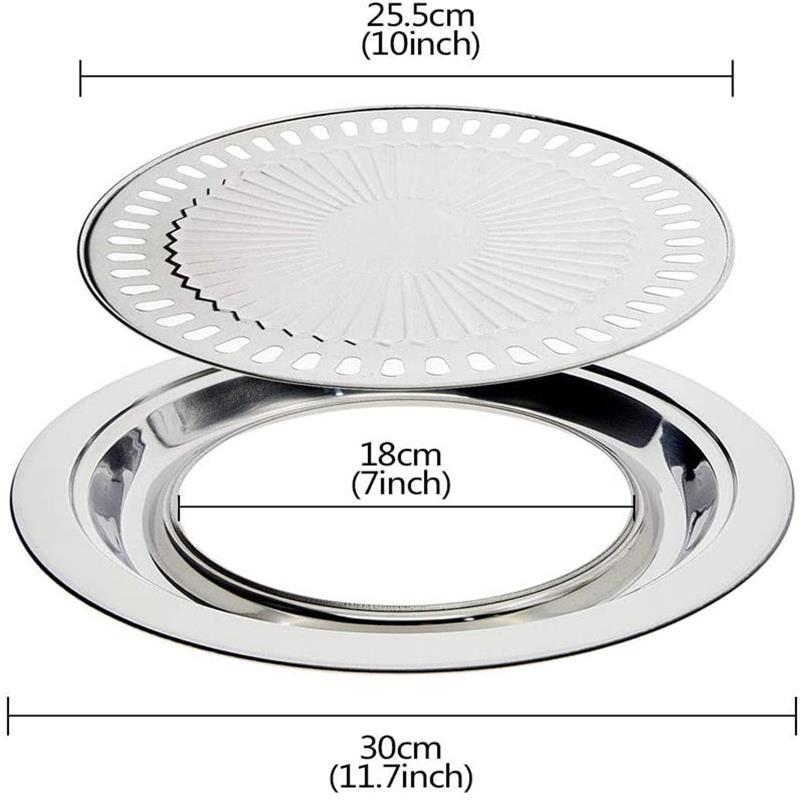 Korean Barbecue Tray Stainless Steel Portable Outdoor Household Smokeless BBQ Grill Pan Non-Stick Gas Stove Plate Baking Tray