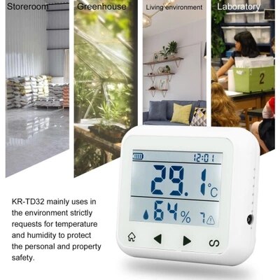 TD32 Led Instelbare Temperatuur En Vochtigheid Alarm Sensor Detector Alarm Beschermen De Persoonlijke En Materiële