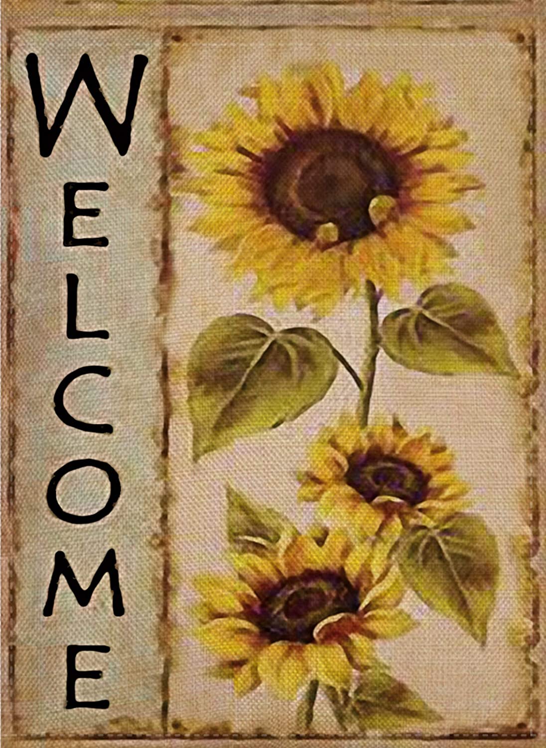 Selmad Welkom Zonnebloem Tuin Vlag Farm Sunshine Bloem Dubbelzijdig Herfst Seizoensgebonden Sweet Home Outdoor Vintage D & Eacute