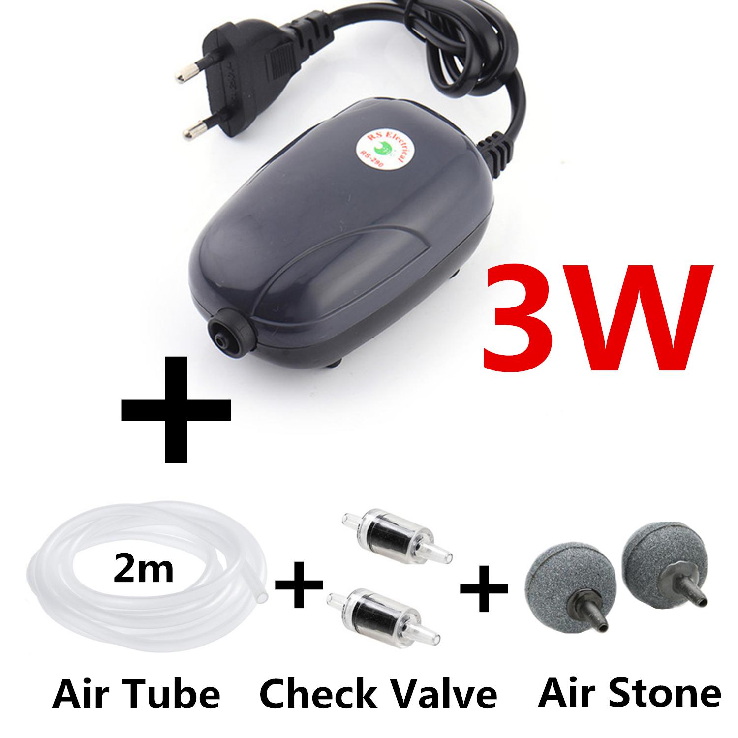 Mini Fish Tank Air Pump Energy Saving Efficient Aquairum Oxygen Pump Air Compressor For Fish Oxygen Circulation 3W/5W: 3W With Accessories