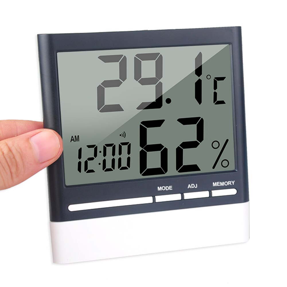 Indoor LCD Display Multifunction Date Sensor Temperature Monitor Digital Thermometer Humidity Large Screen Alarm Hygrometer