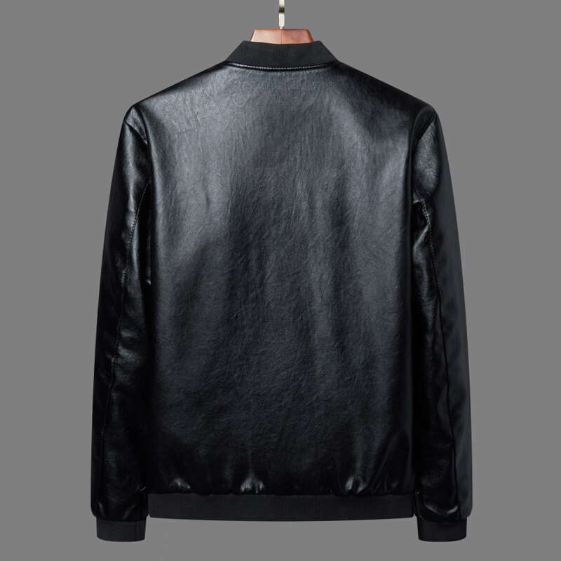 Läderjacka för män stativ krage kappa män casual motorcykel läderrock herr biker faux jackor vindjacka rockar 8xl
