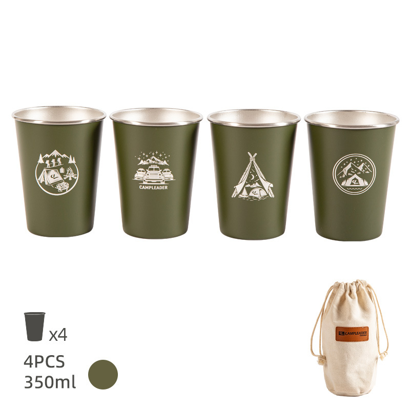 4 Stks/set 350Ml Rvs Metalen Bier Beker Wijn Kopjes Koffie Tumbler Thee Melk Mokken Water Pint Cups Voor outdoor Camping Bbq: C