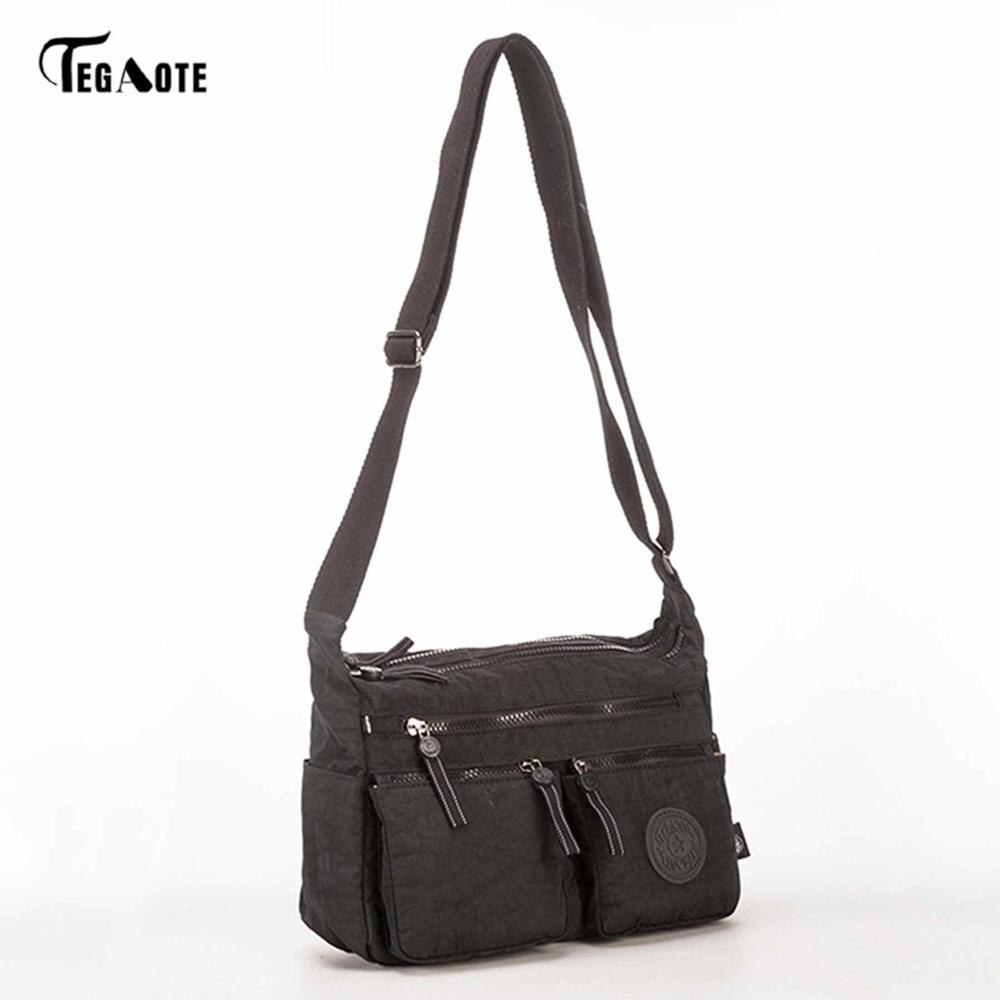 TEGAOTE femmes Messenger sacs dames Nylon sac à main voyage décontracté Original sac femme grande capacité sac à bandoulière: Black