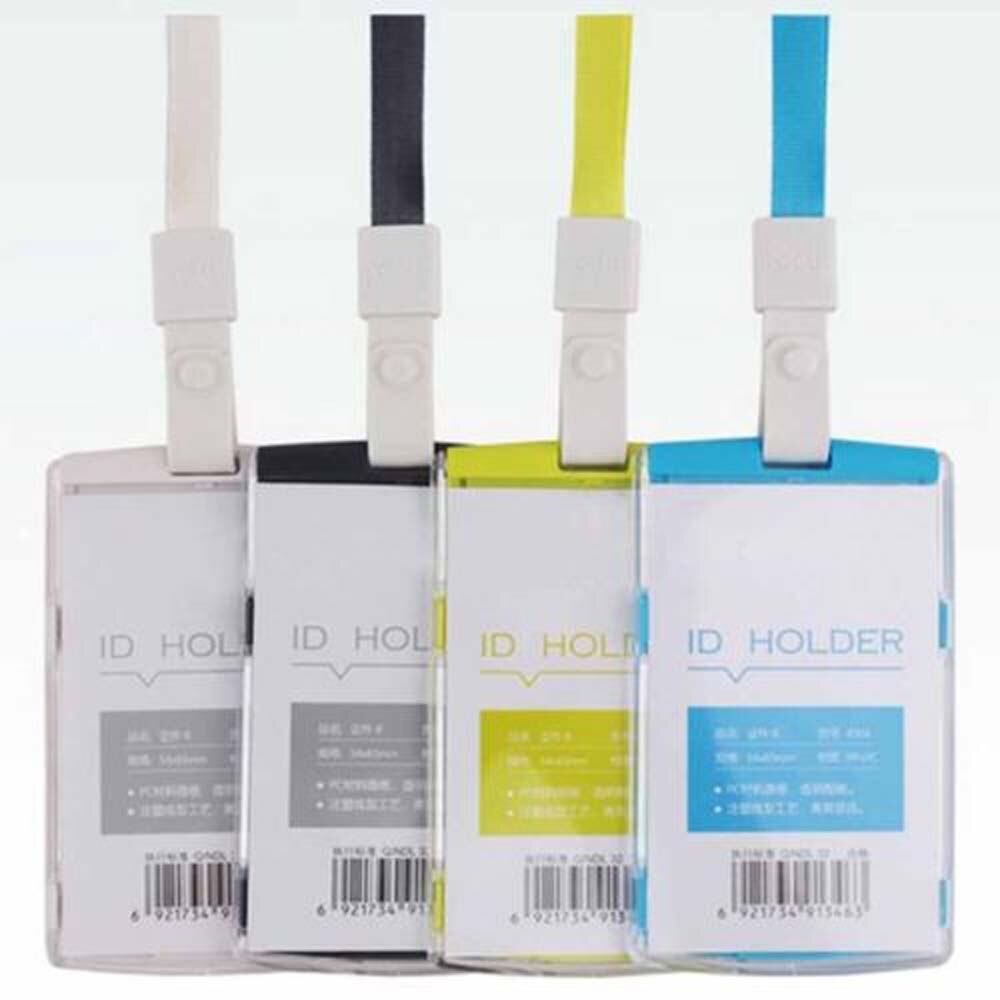 Credit ID Card Badge Tag Holder Hard Plastic Pocket Pass Case Neck Strap Lanyard Labels & Indexes Back to School