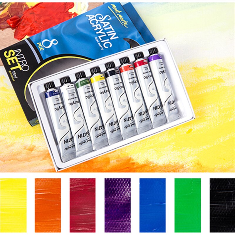 8pcs Metal fluorescent color acrylic paint set hand-painted wall painting textile paint DIY art material oil painting pigment