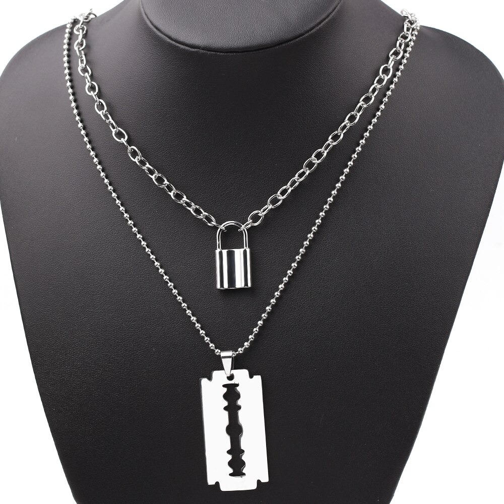 Collares de Harajuku Hip-hop para hombre y mujer, collar de clavícula con de llama, cadena con dijes neutros y espinas sucesivos, ,: XL0947