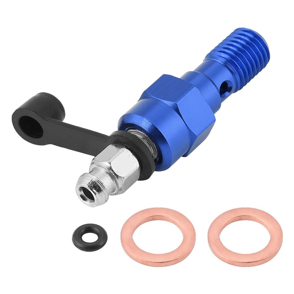 M10x1.0mm Motorcycle Brake Braking Caliper Bleed Screw Nipples Dust Cap Washer Red Gold Black Silver: Blue