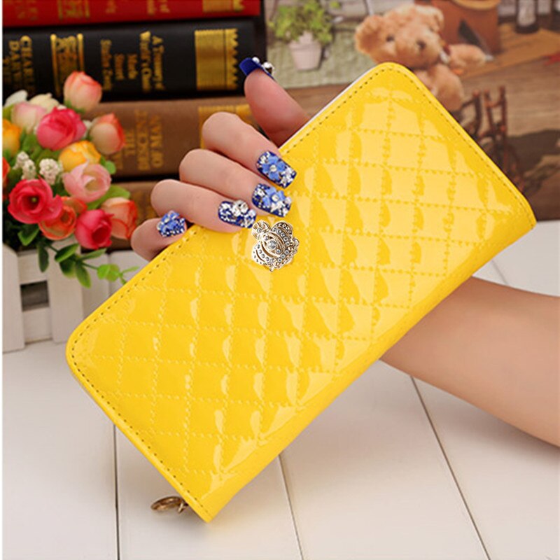 Frauen brieftasche langen Crown damen handy tasche damen pu kupplung tasche stern mit der hand strap bag mehrere farbe 578: A  yellow 578