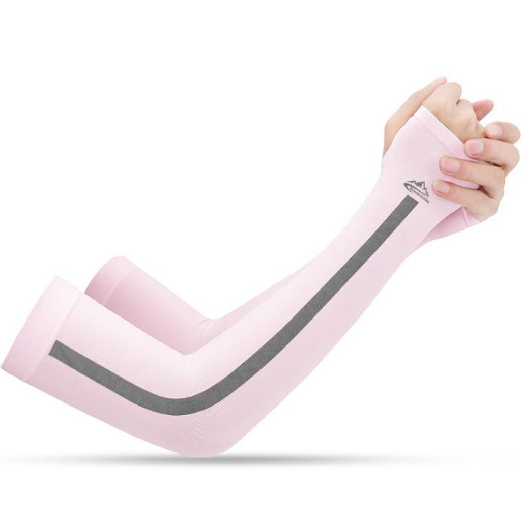 Manchon de Compression de bras de sport basket-ball cyclisme bras plus été en cours d'exécution Protection UV volley-ball bandes de Protection solaire manchon de manchette: Pink