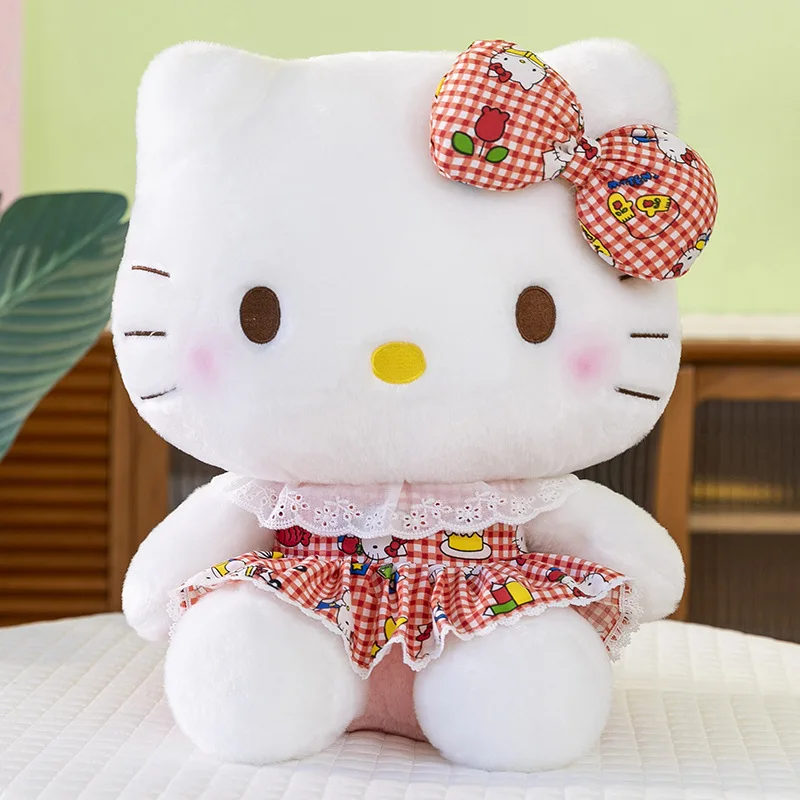 Hello Kitty Plüschtier Sanrio Plüschpuppe Kawaii Große Größe Kuscheltiere Hello Kitty Kissen Sofakissen Home Decor Kindergeschenk: FireBrick / 11cm-30cm