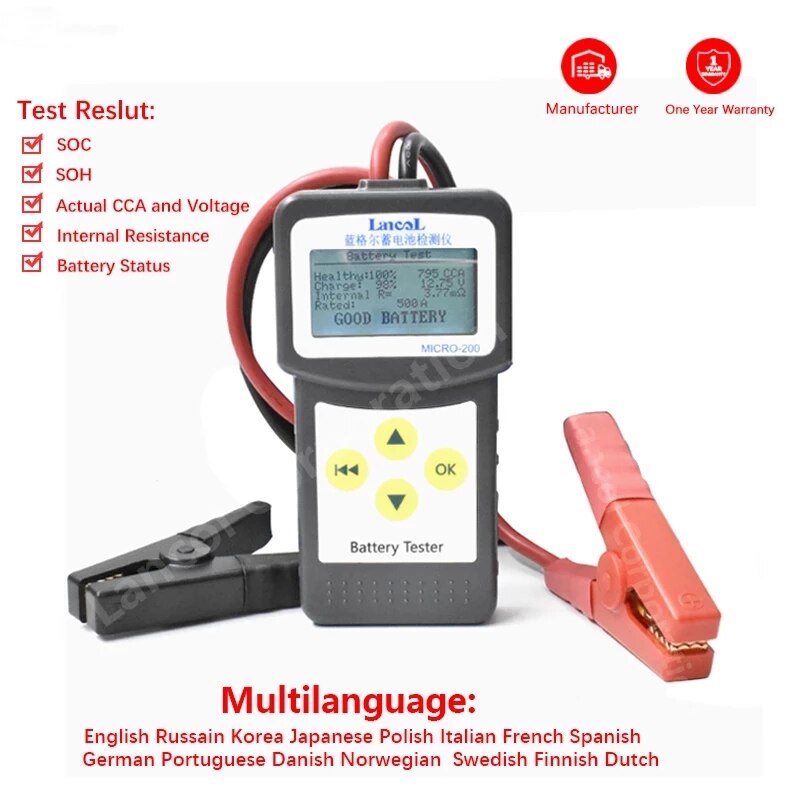 Herramientas de diagnóstico de batería de coche, probador Digital de batería de CCA100-2000 de fábrica, Micro200