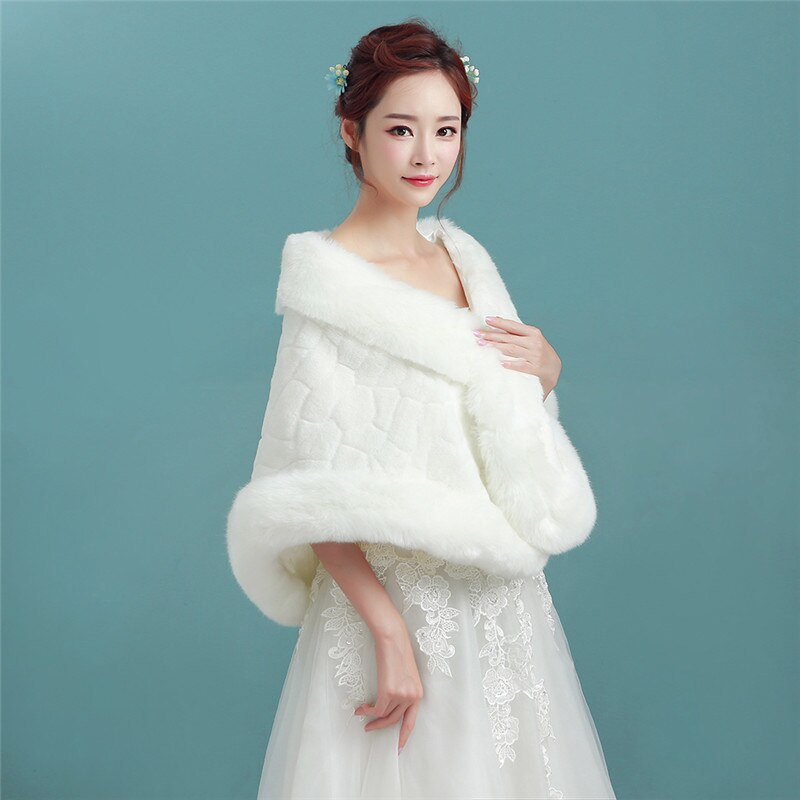 Chaqueta de novia de piel sintética para invierno, Boleros cálidos, lujosos, capa,