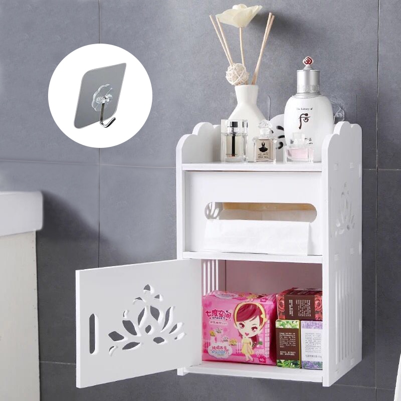 Seinään kiinnitettävä pvc vedenpitävä wc-kaappi kylpyhuoneen säilytysteline pehmopaperirasia keittiö kylpyhuoneen järjestäjä meikin järjestäjä