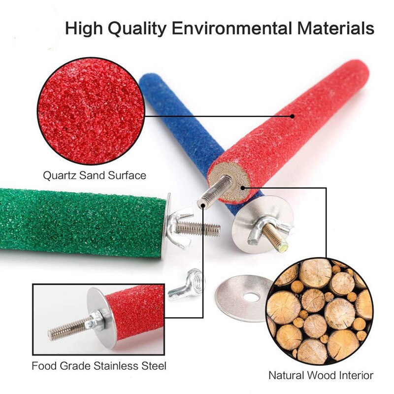 1pcs Pet Parrot Bird Standing Stick Bird Scrubbing Stick Rack Bird Cage Accessories