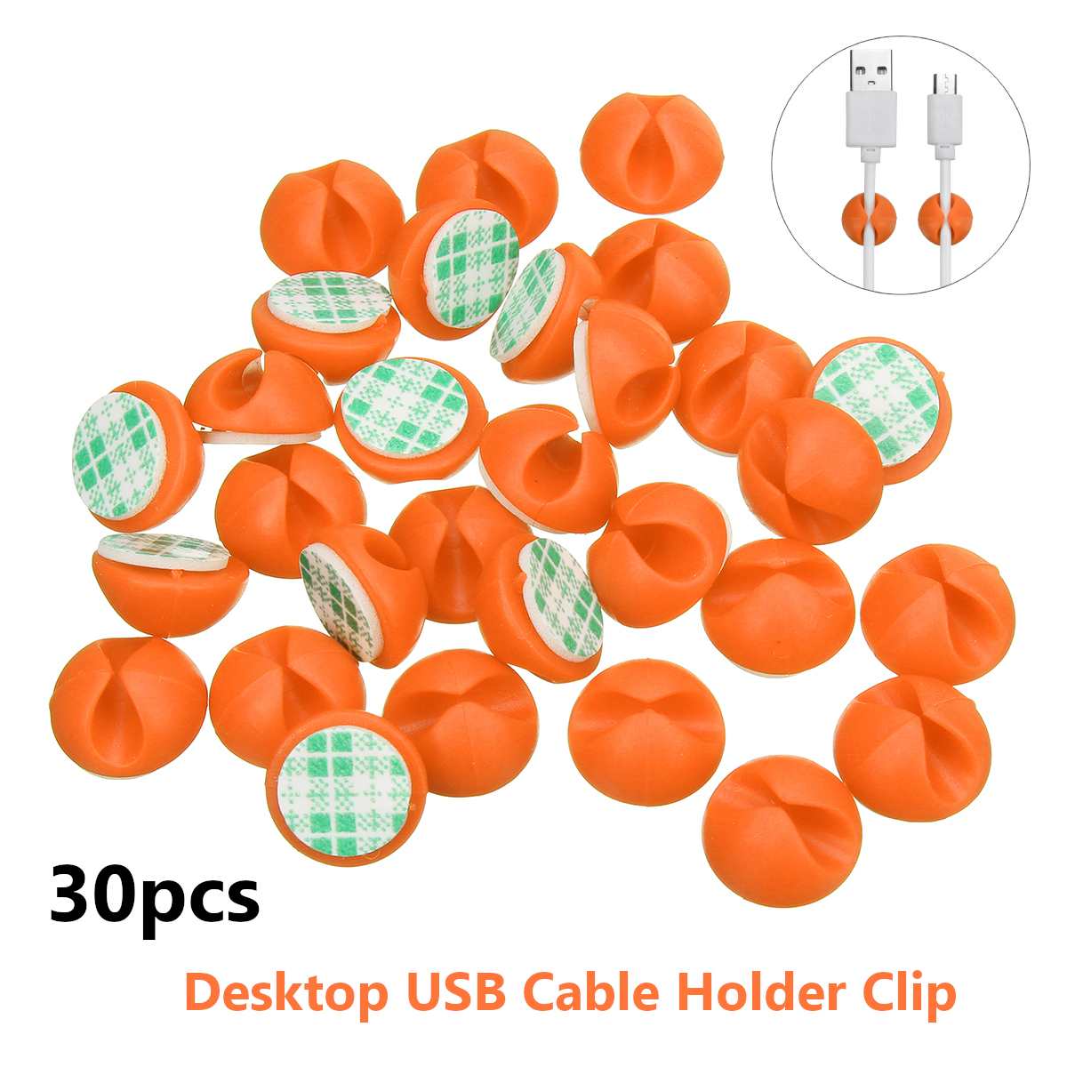 30pcs Car Desk Wall USB Wire Cable Line Fastener Clip Clips Holders Organizer Retainer Clamp Clamps Tie Lines Fixed: Orange