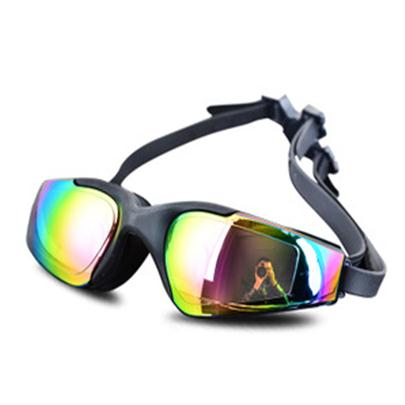 Anti UV Fog Eyewear Swim Men Women Electroplate Swimming Eyeglasses Reflective Swim Goggle Waterproof Glasses Sport Adjustable: A021 Black