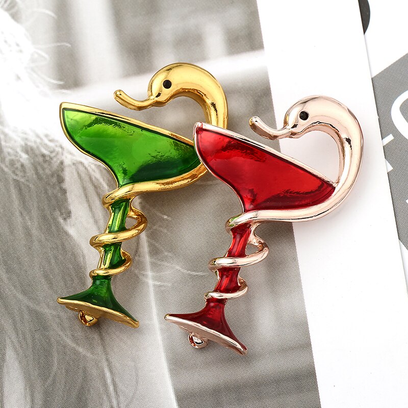 Schilderij Olie Snake Cup Emaille Pins Broche Rose Goud Rood Groen Medische Symbool Metalen Broches Badges Jewlery