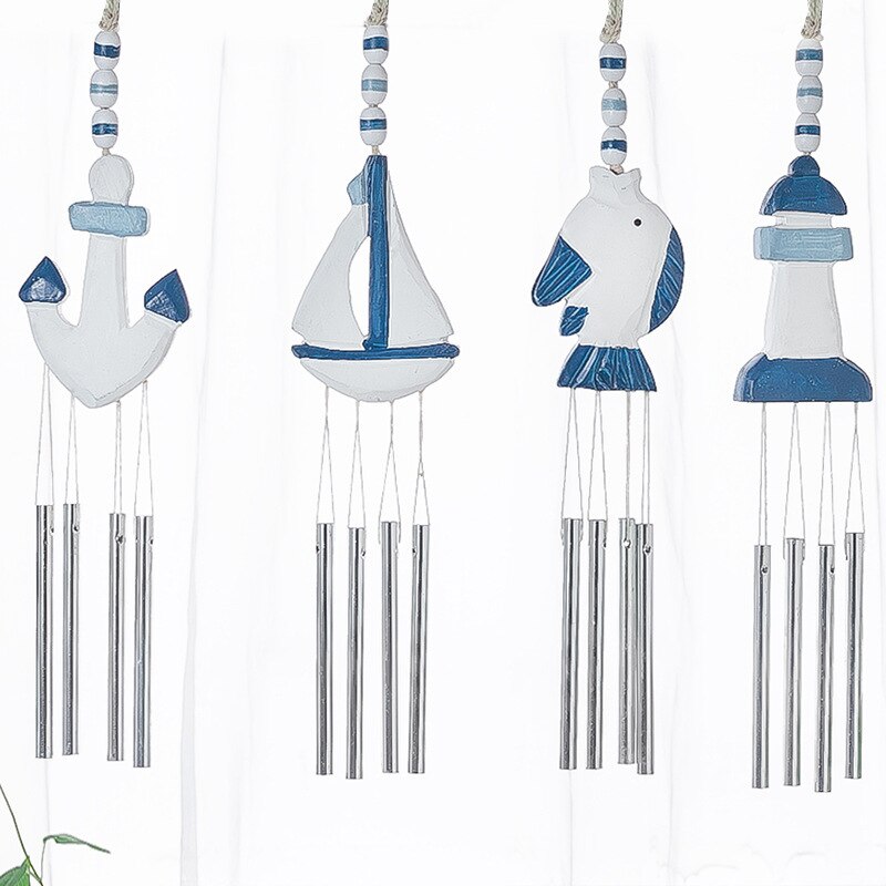 Mediterrâneo decoração marinha vento carrilhão casa vintage âncora pendurado gota decoração ornamento de parede sino pingente acessórios