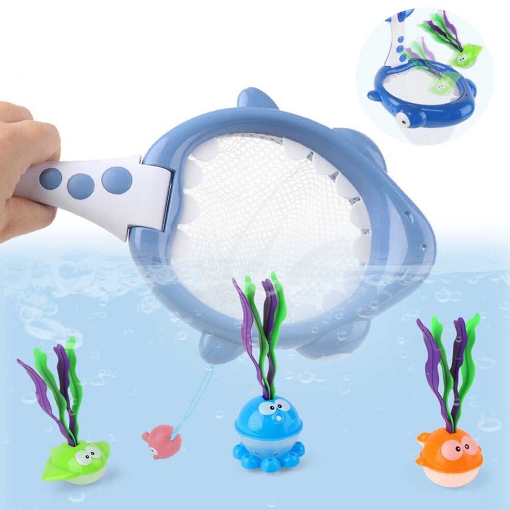 Bad Speelgoed Haai Visnet Met Drijvende Zeewier Vis Dieren Strand Zwembad Water Game Abs Plastic Speelgoed Voor Peuters Baby 'S