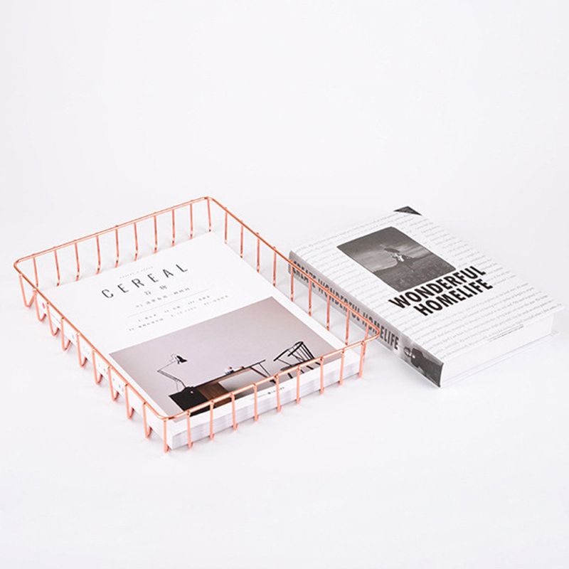 Metal Storage Iron Documents A4 Paper Storage Basket Desktop Stationery M17F