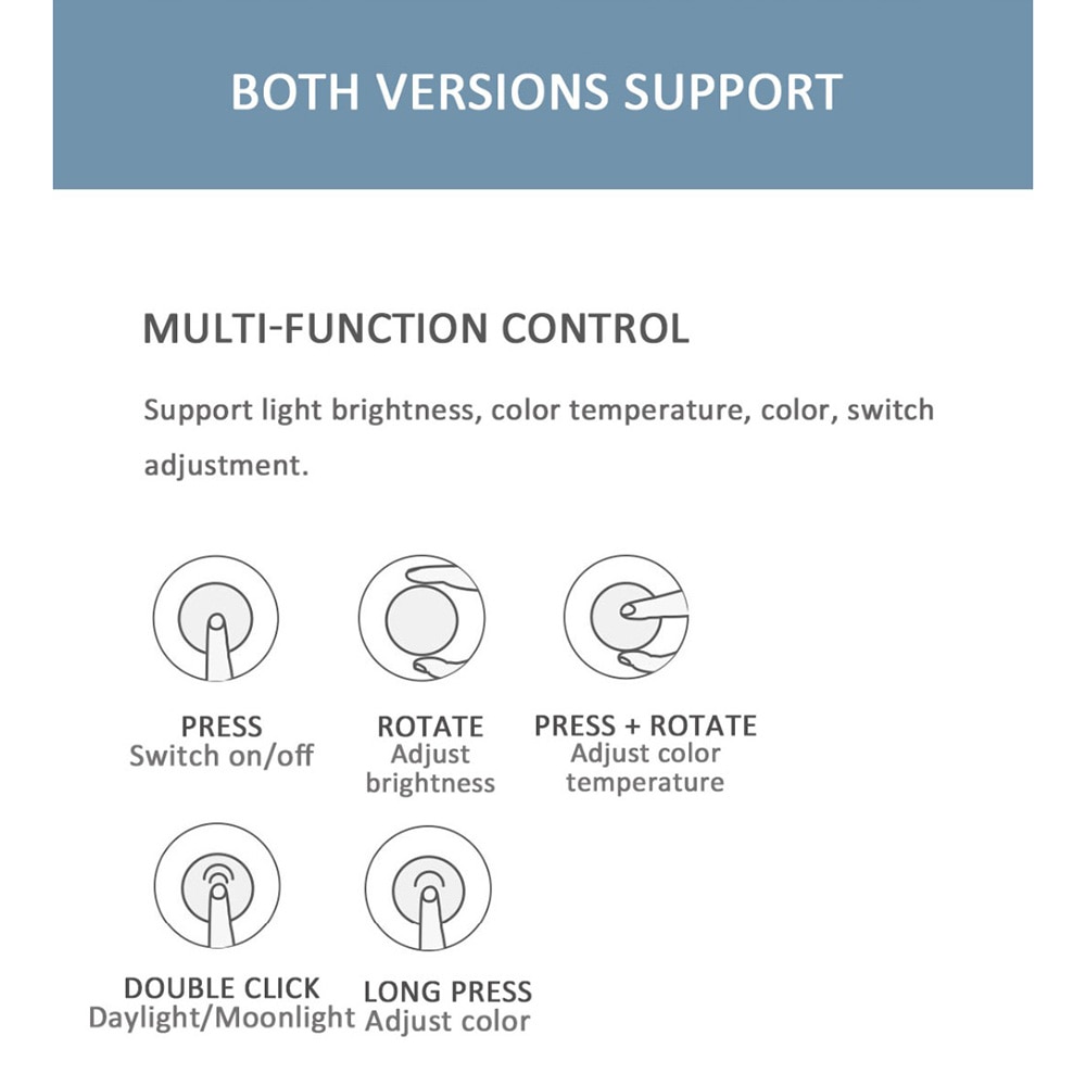 Yeelight Bluetooth Smart Dimmer Switch Standard Edition Wireless BLE4.2 Light Switch for Ceiling Lamp Wall Pasted Remote Control