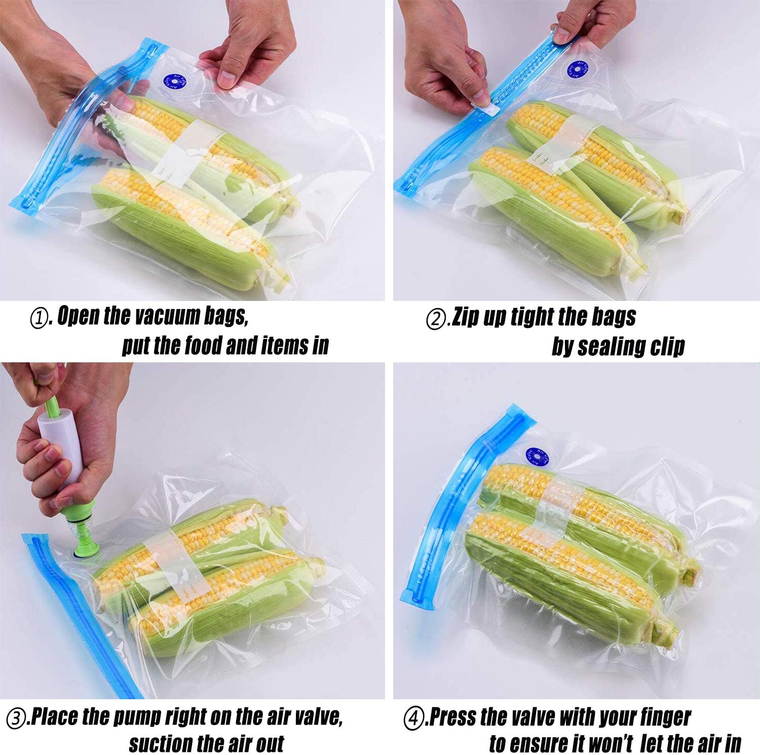 Bolsas de plástico para cocina, bolsa de alimentos al vacío, bolsa de conservación de alimentos, bolsa reutilizable para congelador, bolsas de almacenamiento de sellado, bolsas de mantenimiento fresco para verduras