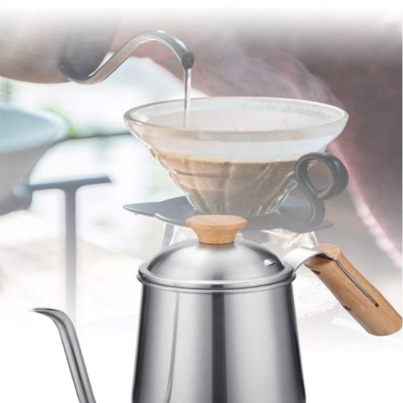 650ml Drip Type Tainless Steel Long Narrow Spout Coffee Pot Gooseneck Kettle Hand Drip Kettle Pour Over Coffee With Lid Cocina