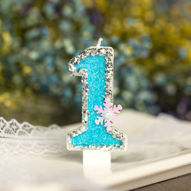 Blue Snowflake Number Happy Birthday Cake Toppers Cakes Decoration Tools Birthday Party Digital Cakes Dessert Cupcake Decor: 1