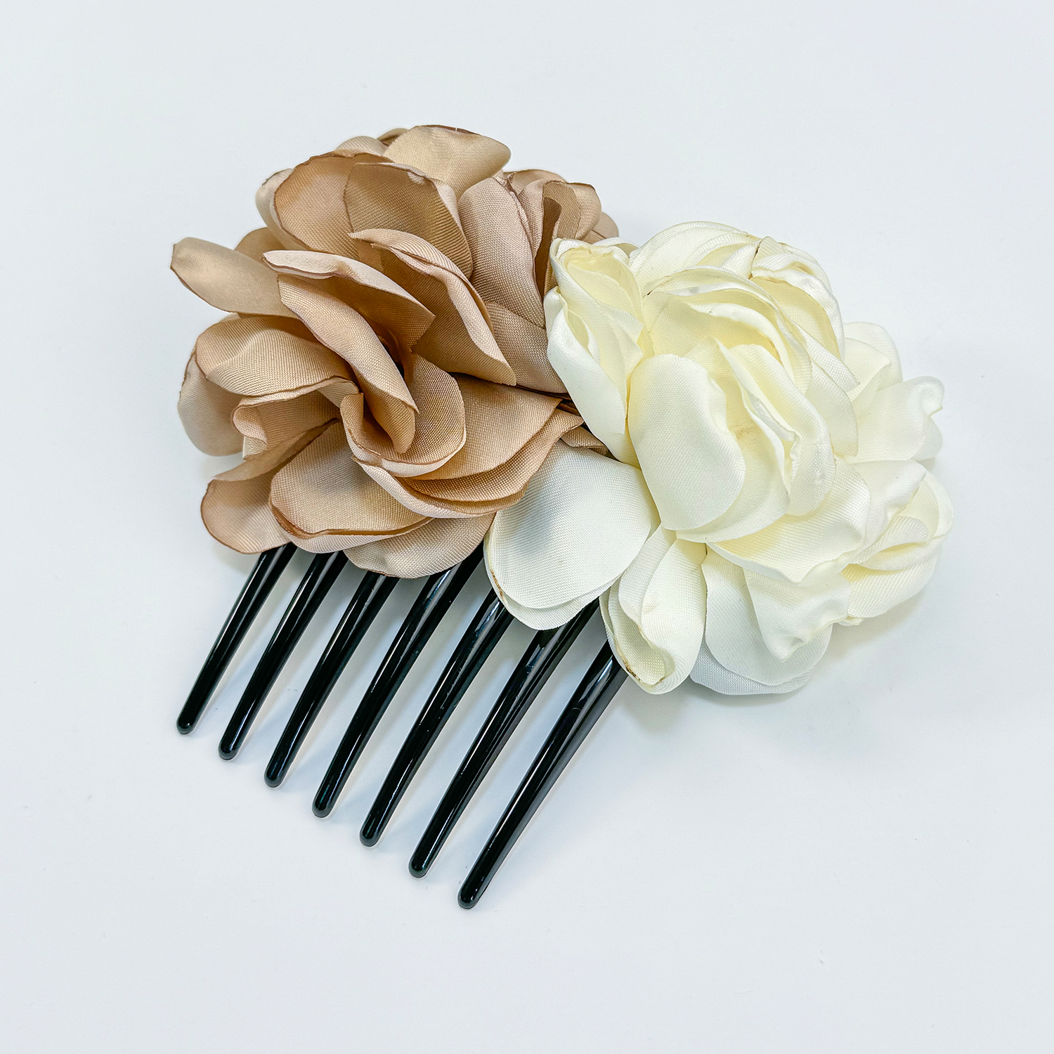 Hårstylingverktøy for kvinner med blomster, hårpinner, flettet vri, hårkam, hårtilbehør til kvinner, jenter, satengblomster, krøllete ornamenter: Gul