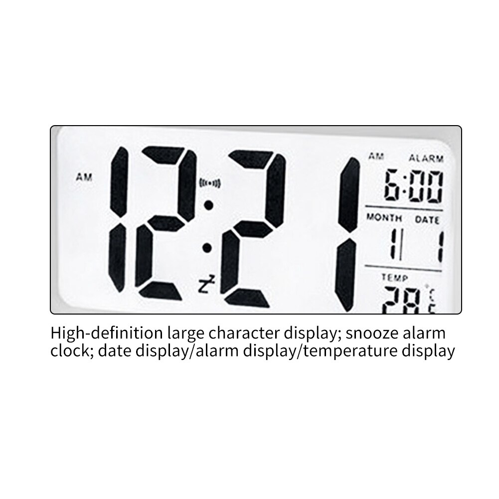 Alarme de temperatura inteligente display led digital backlight calendário desktop snooze mudo despertador eletrônico bateria energia