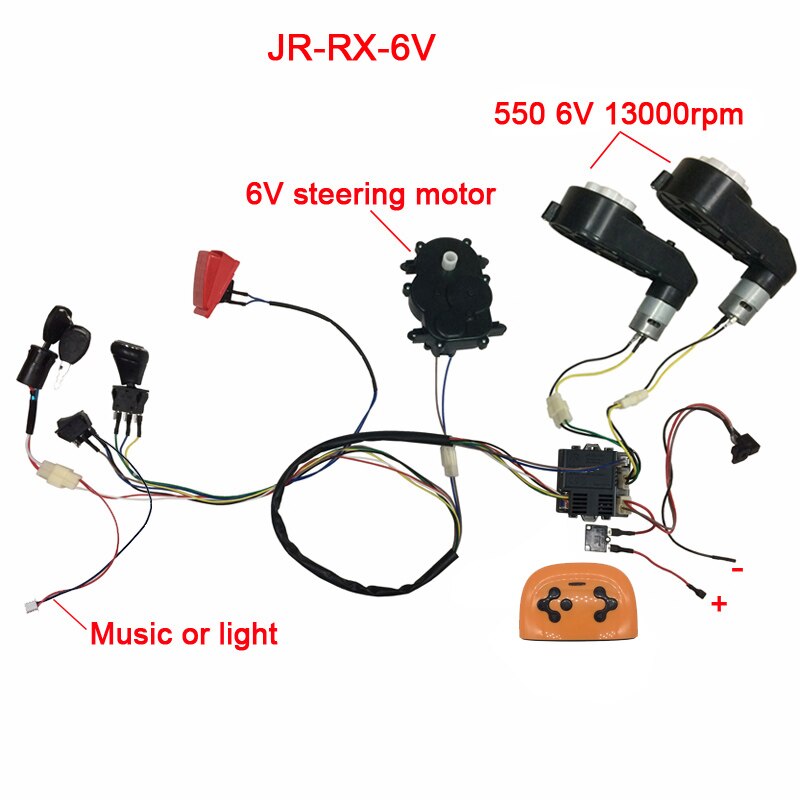 Kinderen Elektrische Auto Diy Gewijzigd, Draden Schakelaar En Motor Volledige Set, met 2.4G Bluetooth Afstandsbediening En Ontvanger: 6V Full set