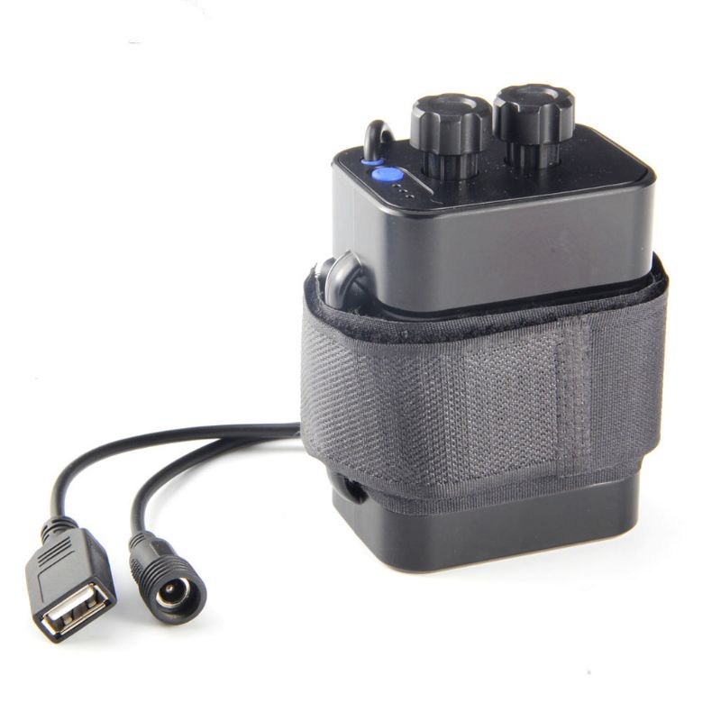Waterproof DIY 6x 18650 Battery Case Box Cover with 12V DC and USB Power Supply for Bike LED Light Cell Phone Router: Black