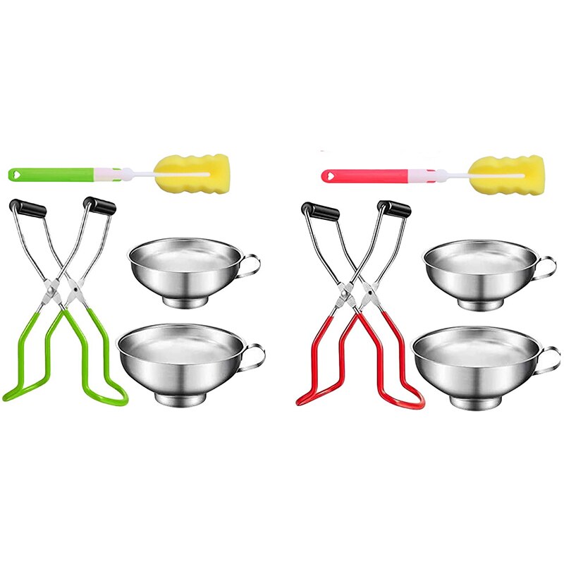 Kitchen Canning Tool,Kit-4-Piece Stainless Steel Canning Funnel Canning Jar Lifter with Grip Handle and Sponge