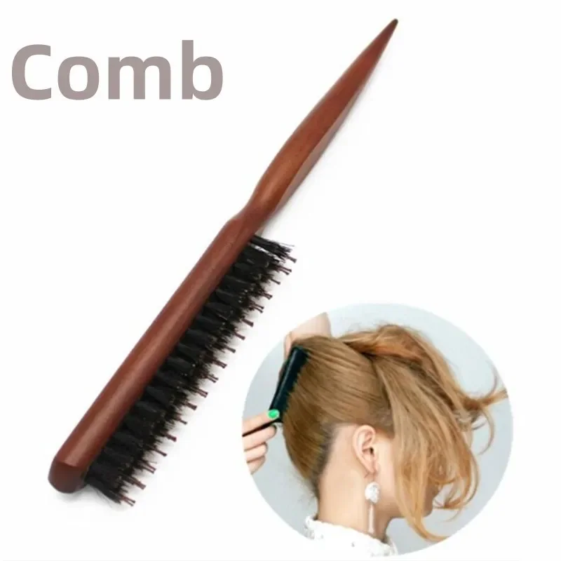 Salone professionale Stuzzicare la schiena Spazzole per capelli Setola di cinghiale Legno Linea sottile Pettine Spazzola per capelli Estensione Parrucchiere Strumenti per lo styling Fai da te