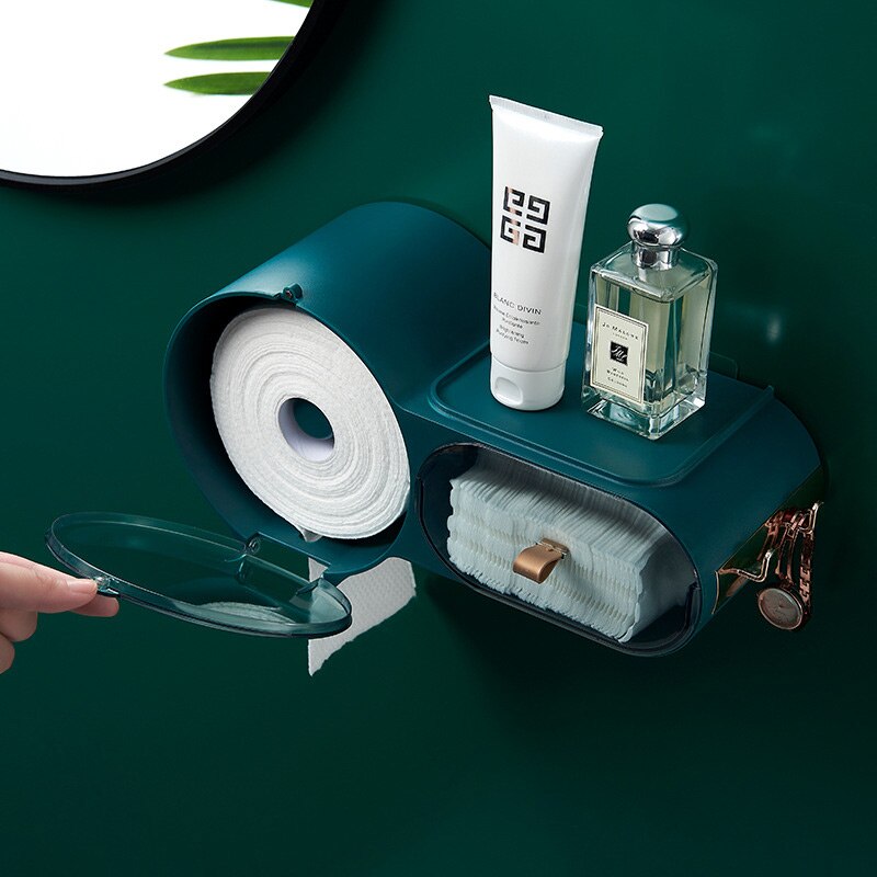 Portable Toilet Paper Holder Waterproof Bathroom Toilet Paper Holder Wall-mounted Tissue Box Organizer Bathroom Accessories