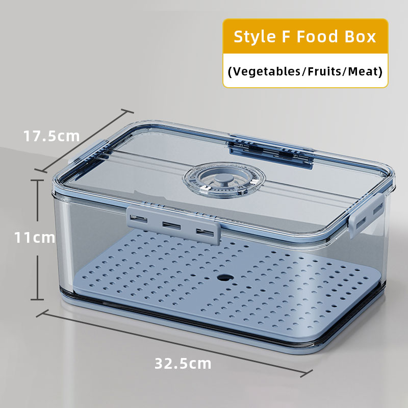 Kitchen Storage Food organizer Container PET Seal Stable Cans For Fridge High-capacity Fresh Eggs Vegetable Fruit Storage Box: Style F