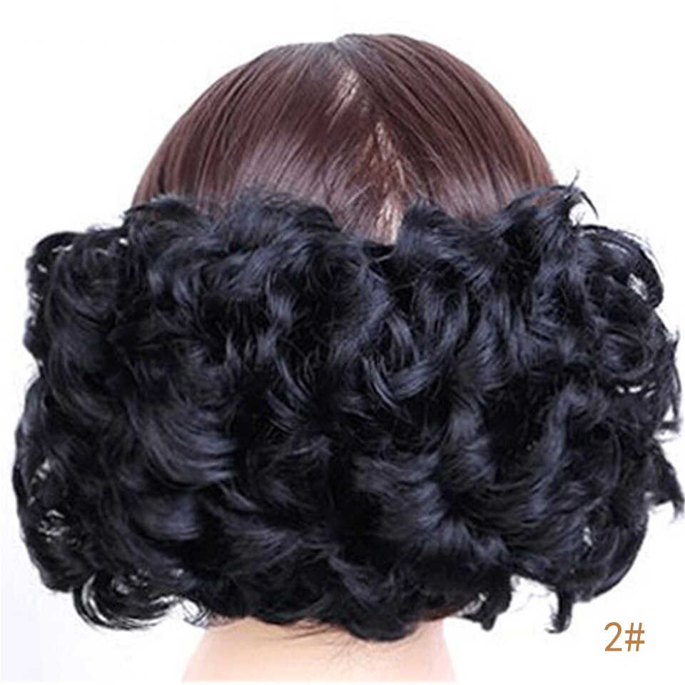 Short Curly Chignon Women's Synthetic Hair Bun Black Brown Hair Extension With Chignon Rubber band Combs in Hairpiece: 2