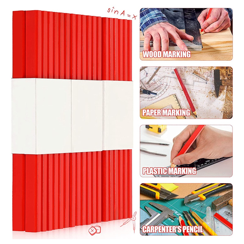 36 Stuks 7 Inch Bouw Potloden Hardhout Potlood Achthoekige Platte Timmerman Potloden Houtbewerking Markering
