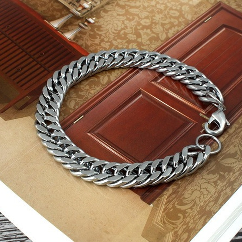 Bracciali da uomo Trend Hip Hop catene a maglia cubana coppia in acciaio inossidabile catena a mano Punk accessori per gioielli bracciale da uomo